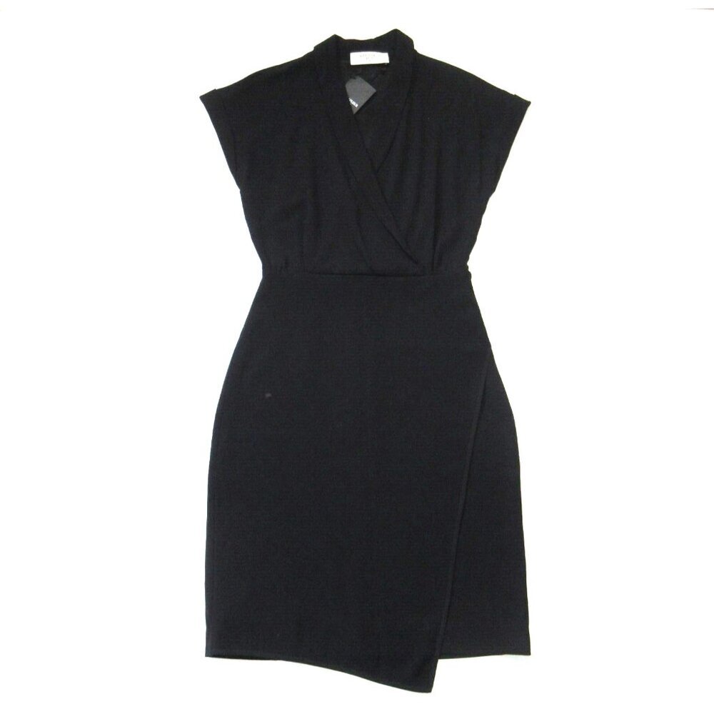 NWT MM. Lafleur Tory 3.0 in Black Crepe Collared V-neck Sheath Dress 6